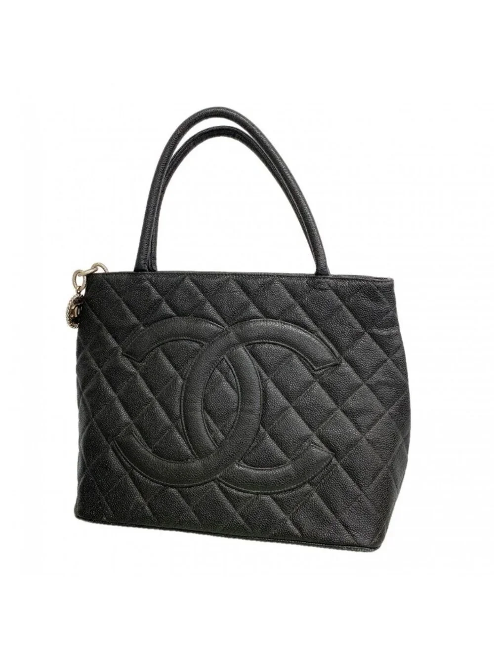 Chanel Tote Reissue Caviar Leather Black Silver